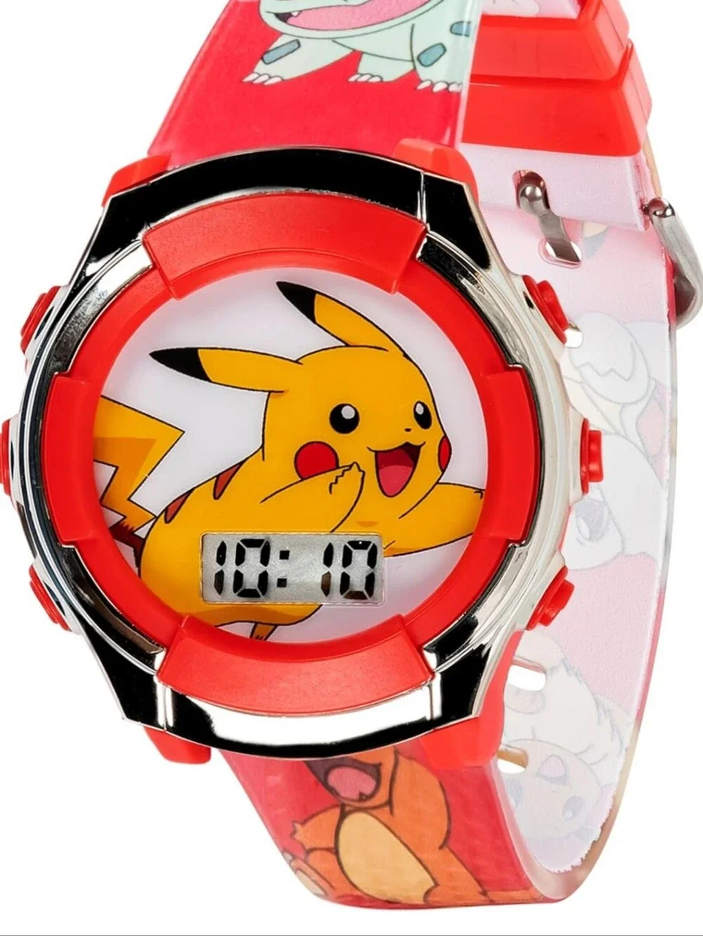 Kids Flashing LCD Watch - Red Pikachu & Bulbasaur